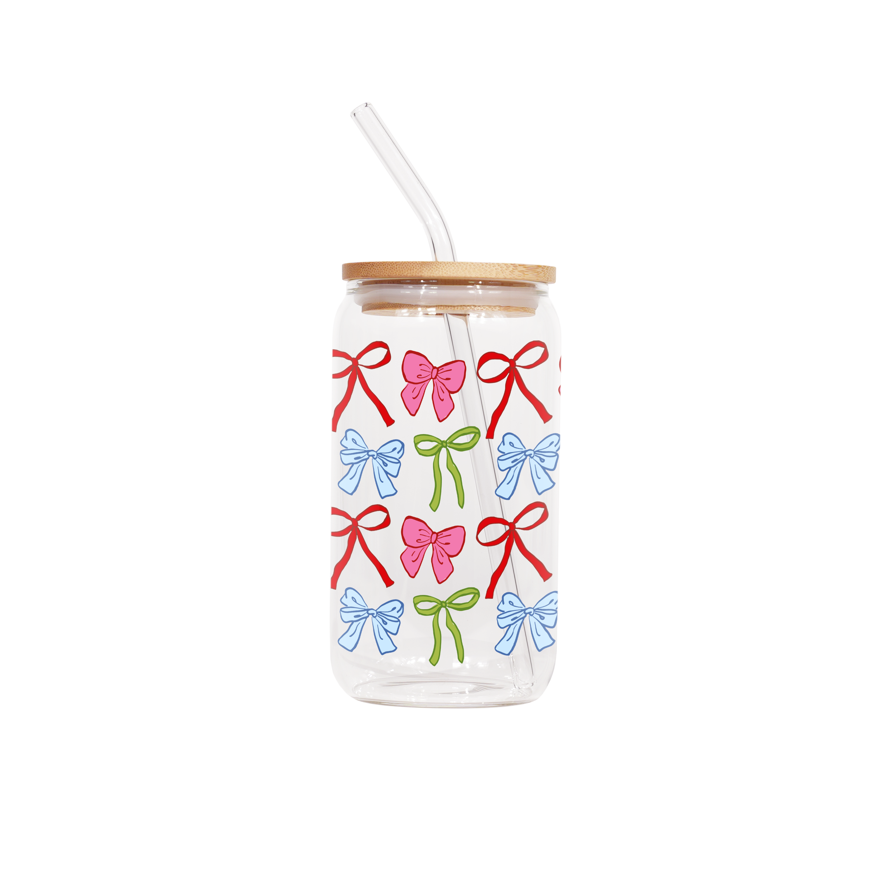 16oz Glass Tumbler - Jingle Bows